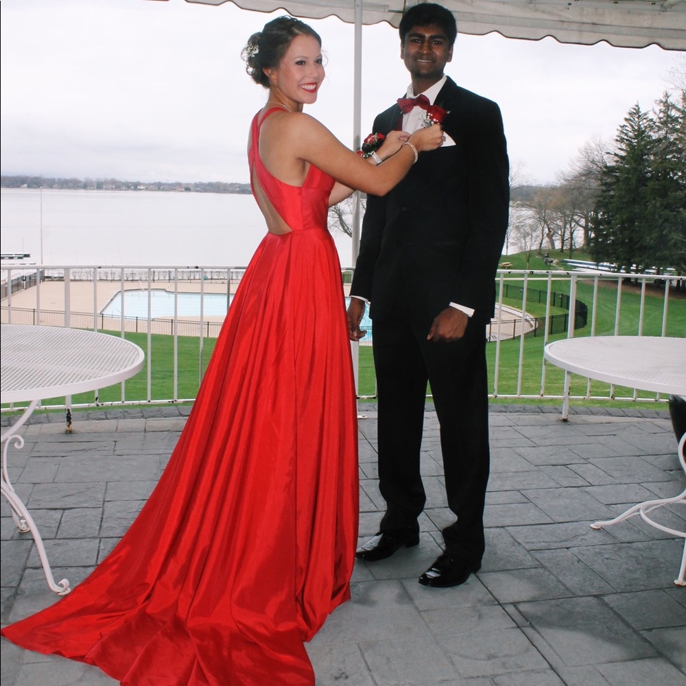 Sherri Hill Red Floor Length Prom Dress